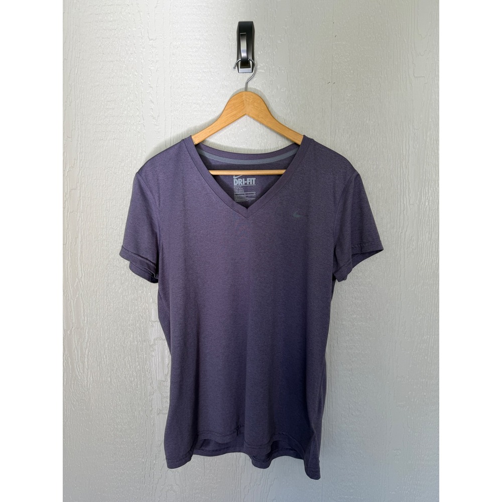 Nike‎ Dri-FIT Womens Heathered Purple V-Neck Training T-Shirt XL Regular Fit EUC